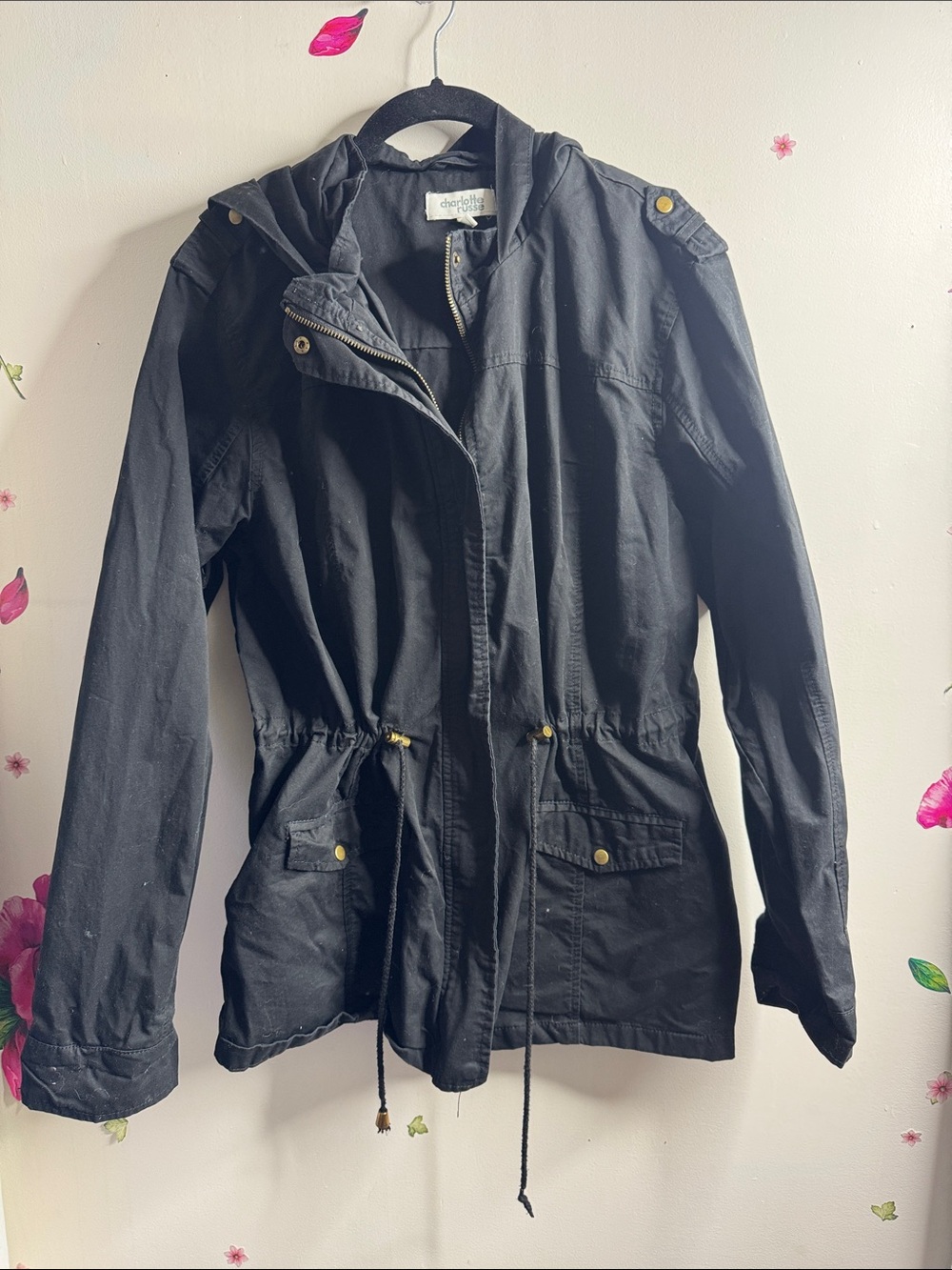 Black Utility Anorak Jacket with Hood